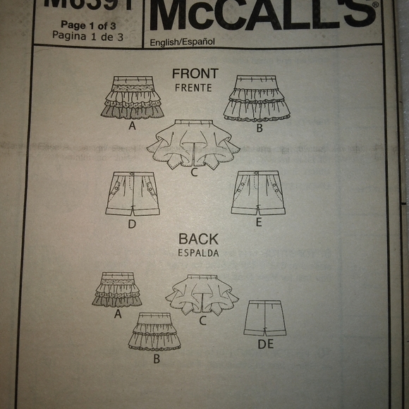MCCALL'S M6391 Children's skirts and shorts, EASY , size 7-8-10-12-14 - Picture 4 of 5